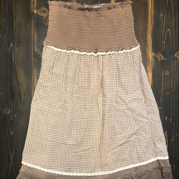 NWOT Maurices Super Cute Summer Strapless Gingham & Lace Ruffle Detailed Dress - Picture 7 of 7